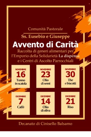 Avvento di Carità Raccolta di generi alimentari per l’Emporio della Solidarietà