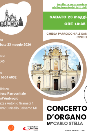 SABATO 23 MAGGIO – ORE 18:45 CHESA DI SANT’AMBRAGIO CONCERTO D’ORGANO