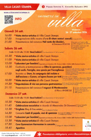 INCONTRI IN VILLA 24-27 SETTEMBRE – VILLA CASATI STAMPA