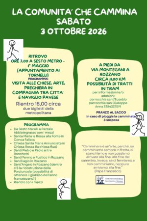 SABATO 03 OTTOBRE UNA COMUNITA’ CHE CAMMINA